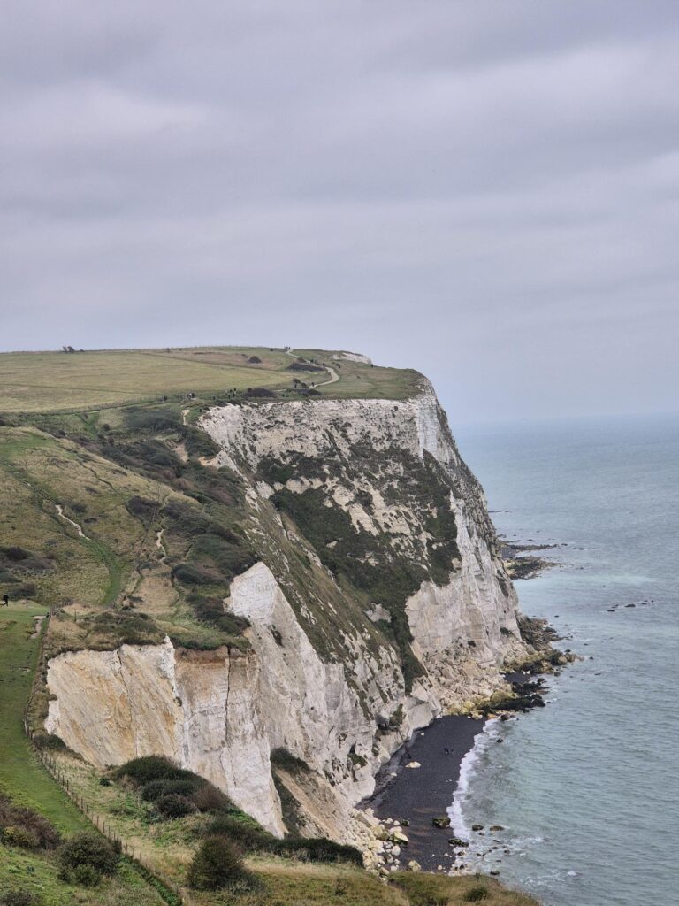 The White Cliffs of Dover, with their striking white faces towering above the English Channel.