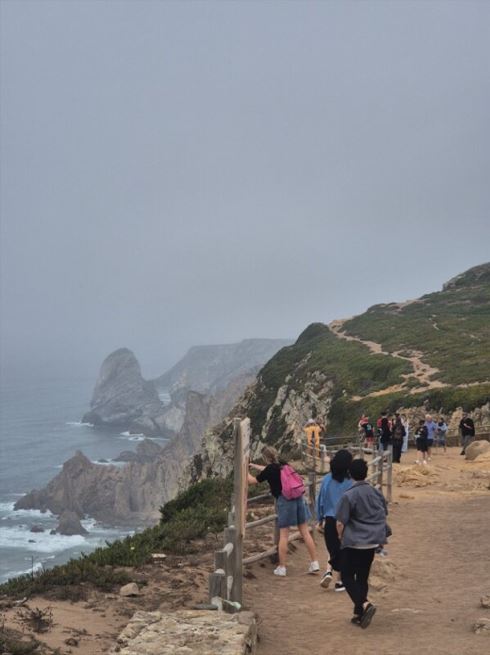 🌊 Seaside Experience: Cascais & Cabo da Roca Day Trip Highlights (2025) 11 Tourists walking along cliff path at Cabo da Roca