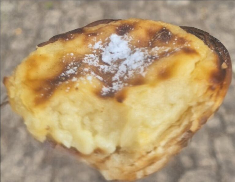 Pastel de nata stuffing. Powdered sugar and cinnamon on top.
