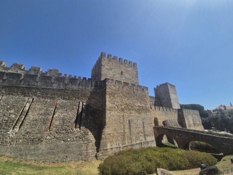 Castle walls inside Castelo de Sao Jorge.