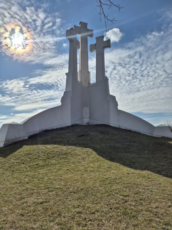 Three white crosses monument
