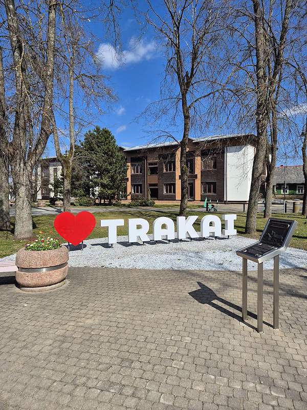 I love Trakai sign in the town center. The start of a Trakai Castle day trip from Vilnius.