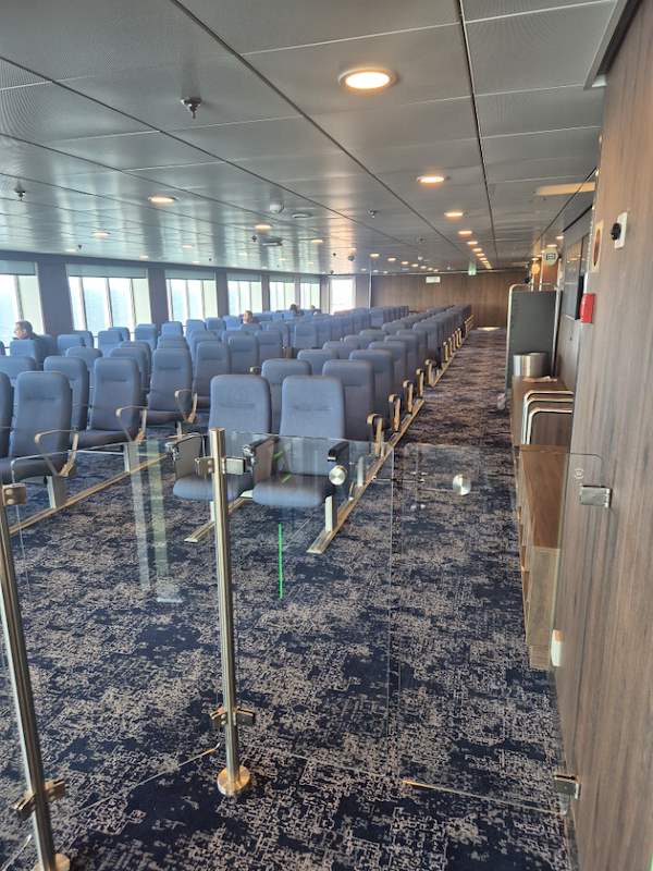Eckerö Line Horizon Seats Review 2026 – Our Full Travel Experience on the Helsinki–Tallinn Route 1 Eckerö Line Horizon Seats seating area with comfortable reserved seats and sea views.