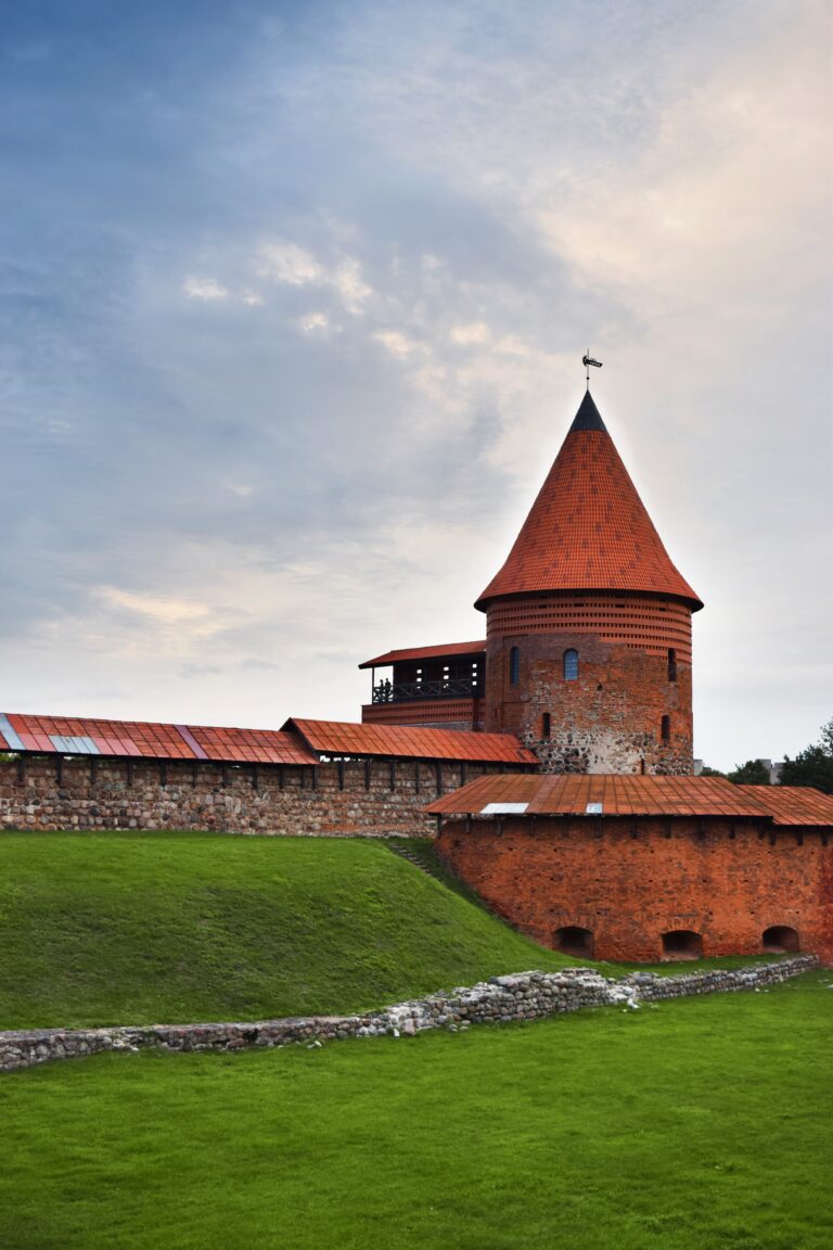 Kaunas Castle tower and medieval walls, a highlight of a Kaunas day trip from Vilnius.
