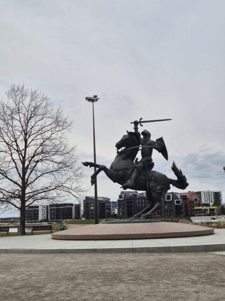 Equestrian statue of the Freedom Warrior monument in Kaunas.
